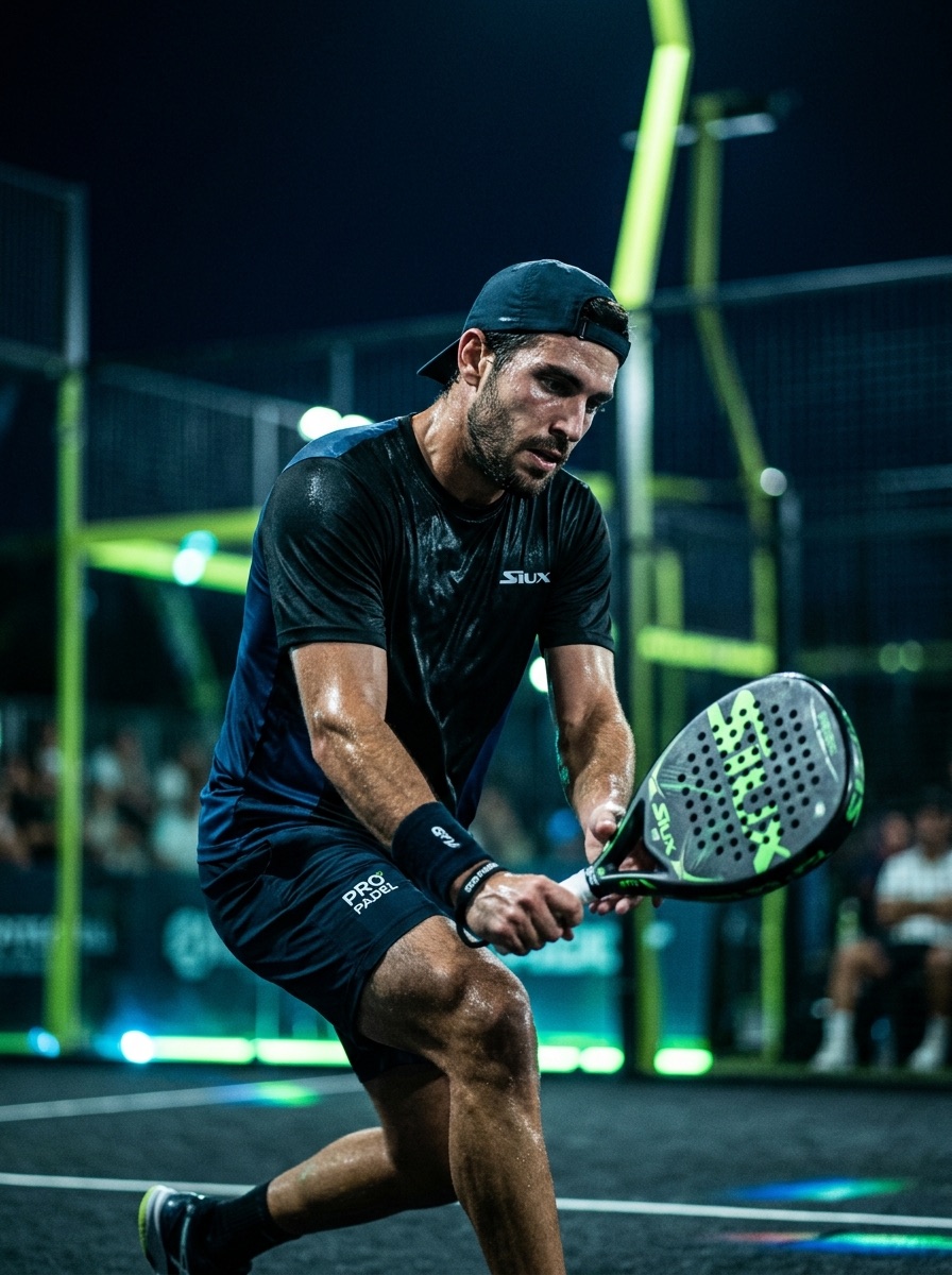 Padel player at night